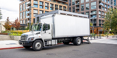 Large truck parked on city streets