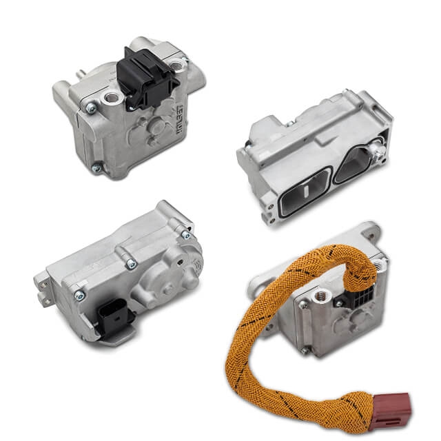 Four CTS Rotary actuators on white background