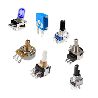 a range of cts potentiometers on transparent background