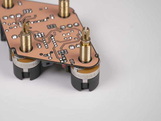 CTS potentiometers mounted on guitar PC board