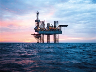 Oil platform in ocean