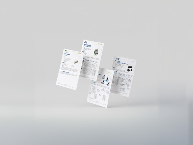 Four PDF thumbnails floating on grey background