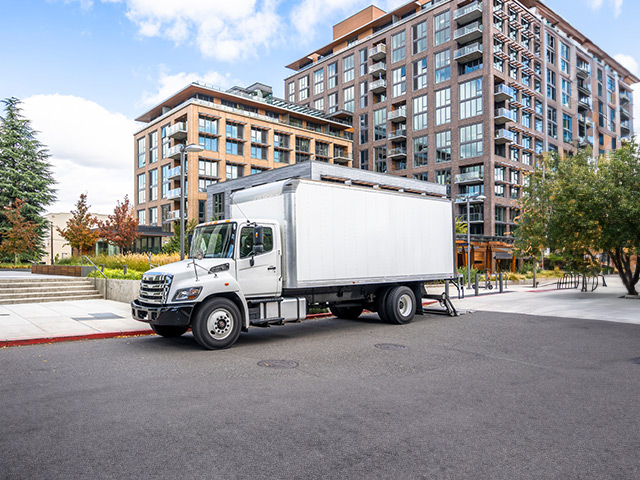 Large truck parked on city streets