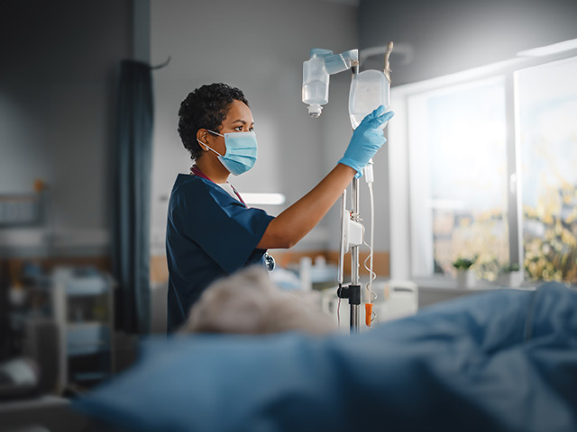 woman looking at iv