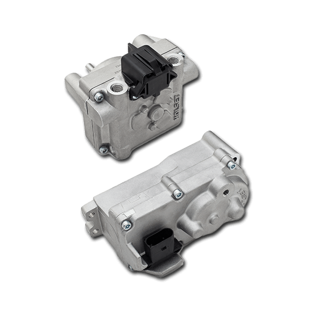 Two CTS powertrain actuators on white background