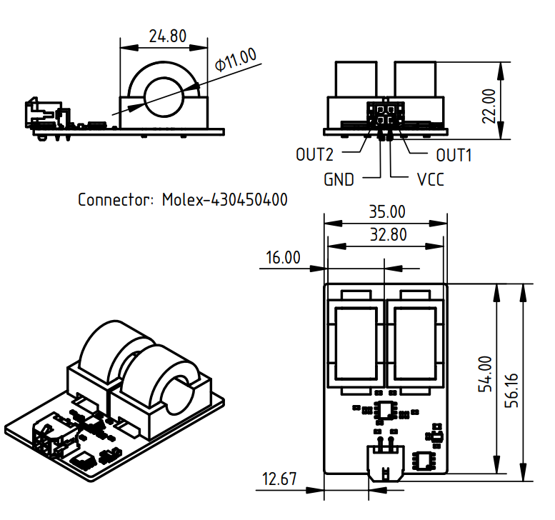 Technical drawing of the MDC_DR_10S_A Dimensions