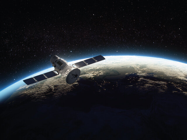 Satellite orbiting earth