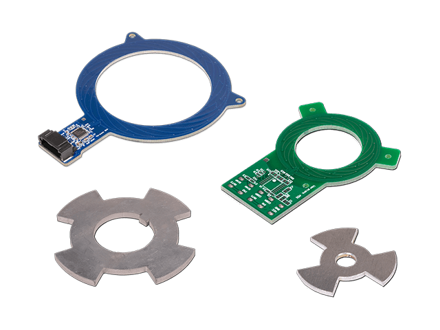 CTS high-speed position sensor components on transparent background