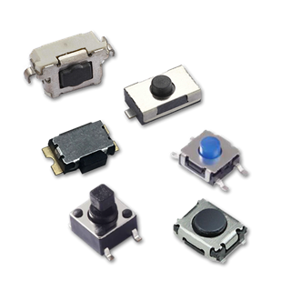 Selection of tactile switches in various shapes and sizes