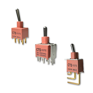 Three tactile switches with varying terminal configurations