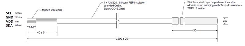 Technical drawing of the cts digital temp sensor